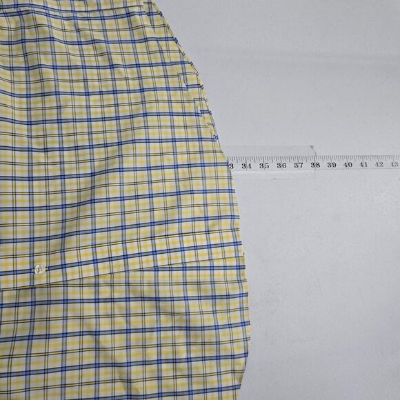 Brooks Brothers short sleeve button down shirt XL mens yellow blue 6570 - Picture 5 of 7